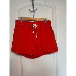 Old Navy Women Red High Waisted Cotton Gauze Shorts Paperbag Waist Size M NWT